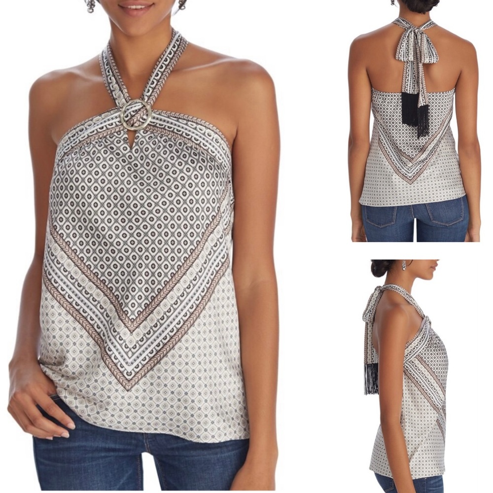 White House Black Market Halter Top in Black and White